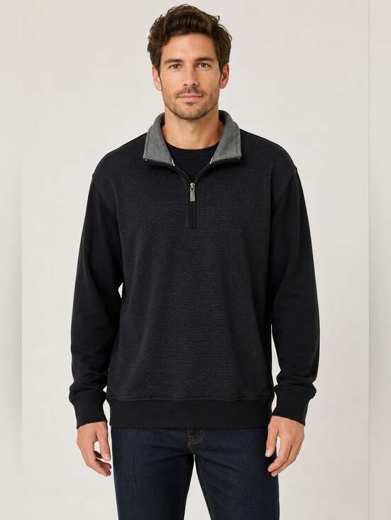 Ted Baker Other - Ted Baker Men's XL Black Quarter Zip Pullover Cotton Blend Stretch Sweater